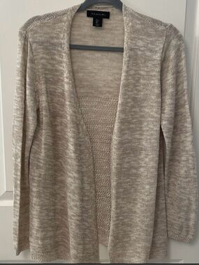 Tahari Women's Beige open Cardigan/Linen and cotton